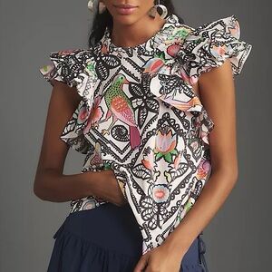 Floral Ruffle Sleeve Top